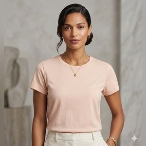 Lafayette 148 New York The Modern T-Shirt Small Blush Pink 100% Cotton Crewneck